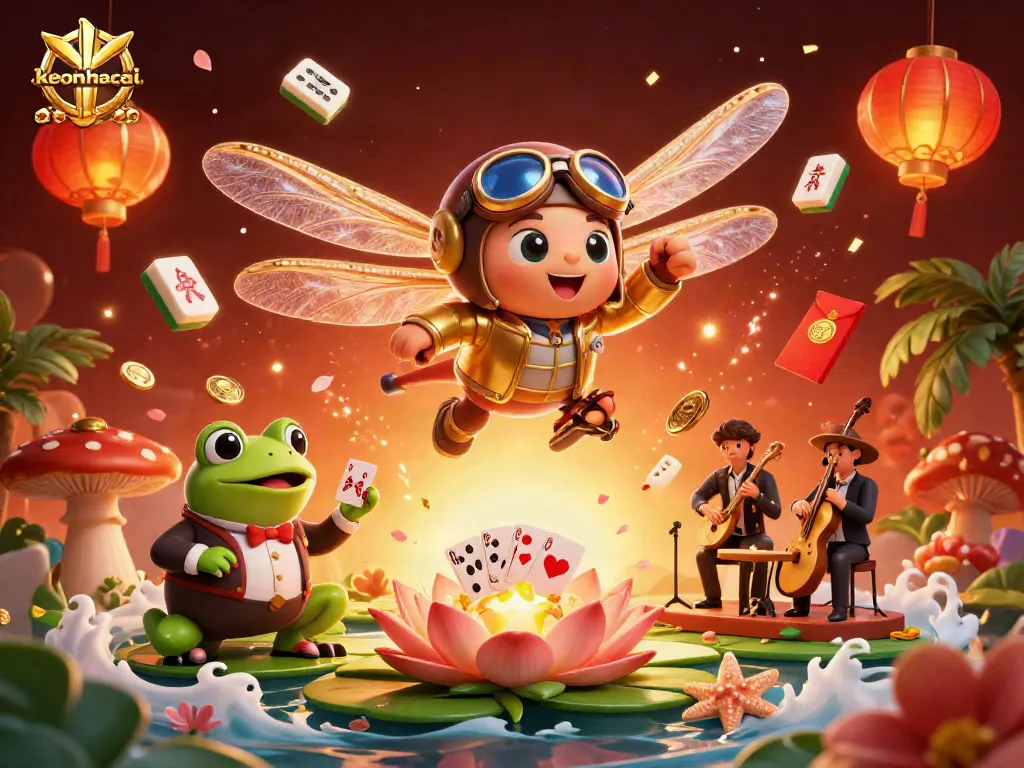 Engage in keonhacai-themed games with vibrant casino elements, lively characters, and rich visuals.