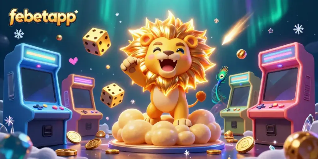 Join the excitement with febetapp showcasing vibrant casino attractions in a stunning illustration.
