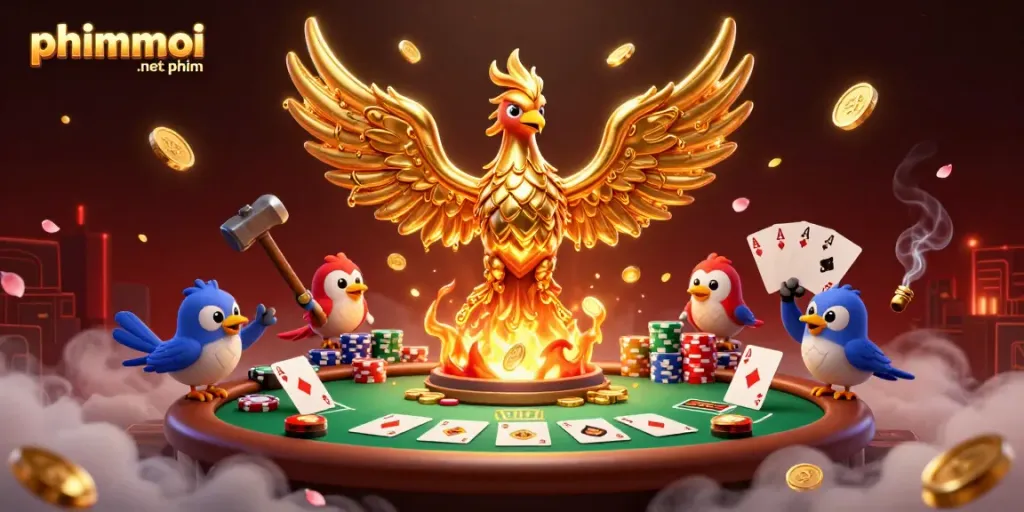 Experience thrilling wins at phimmoi .net phim with a golden phoenix and poker action!