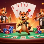 Engage with aussie payid online pokies in a vibrant comedy casino club scene featuring hyenas.