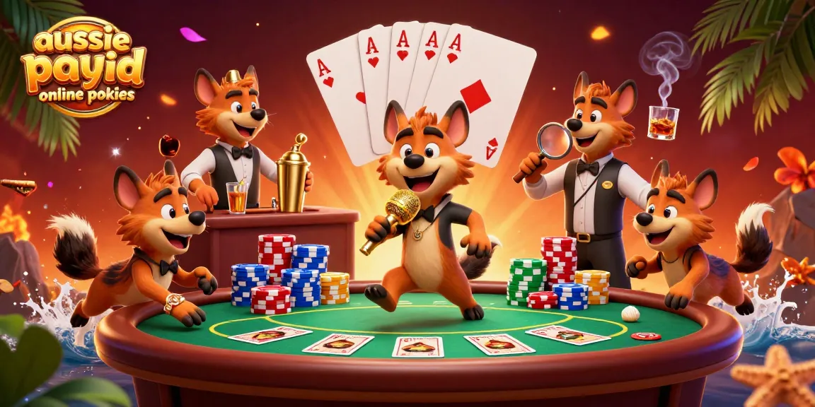 Engage with aussie payid online pokies in a vibrant comedy casino club scene featuring hyenas.